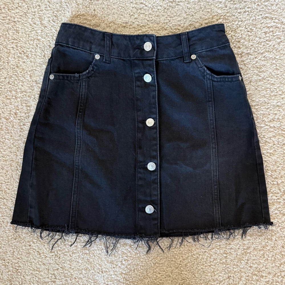 Topshop Black Button-Front Mini Skirt